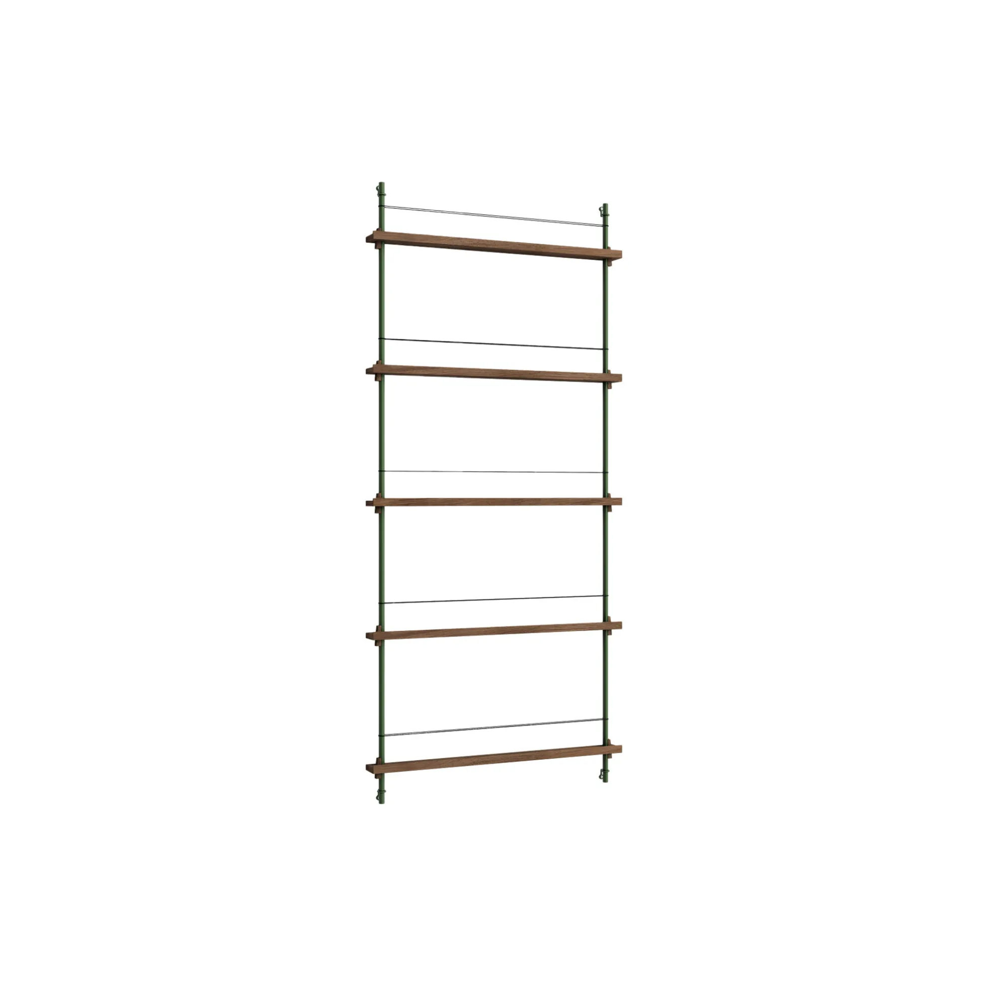 Magazine Shelving Tall, smoked oak/pine green