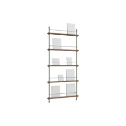 Magazine Shelving Tall, smoked oak/pine green