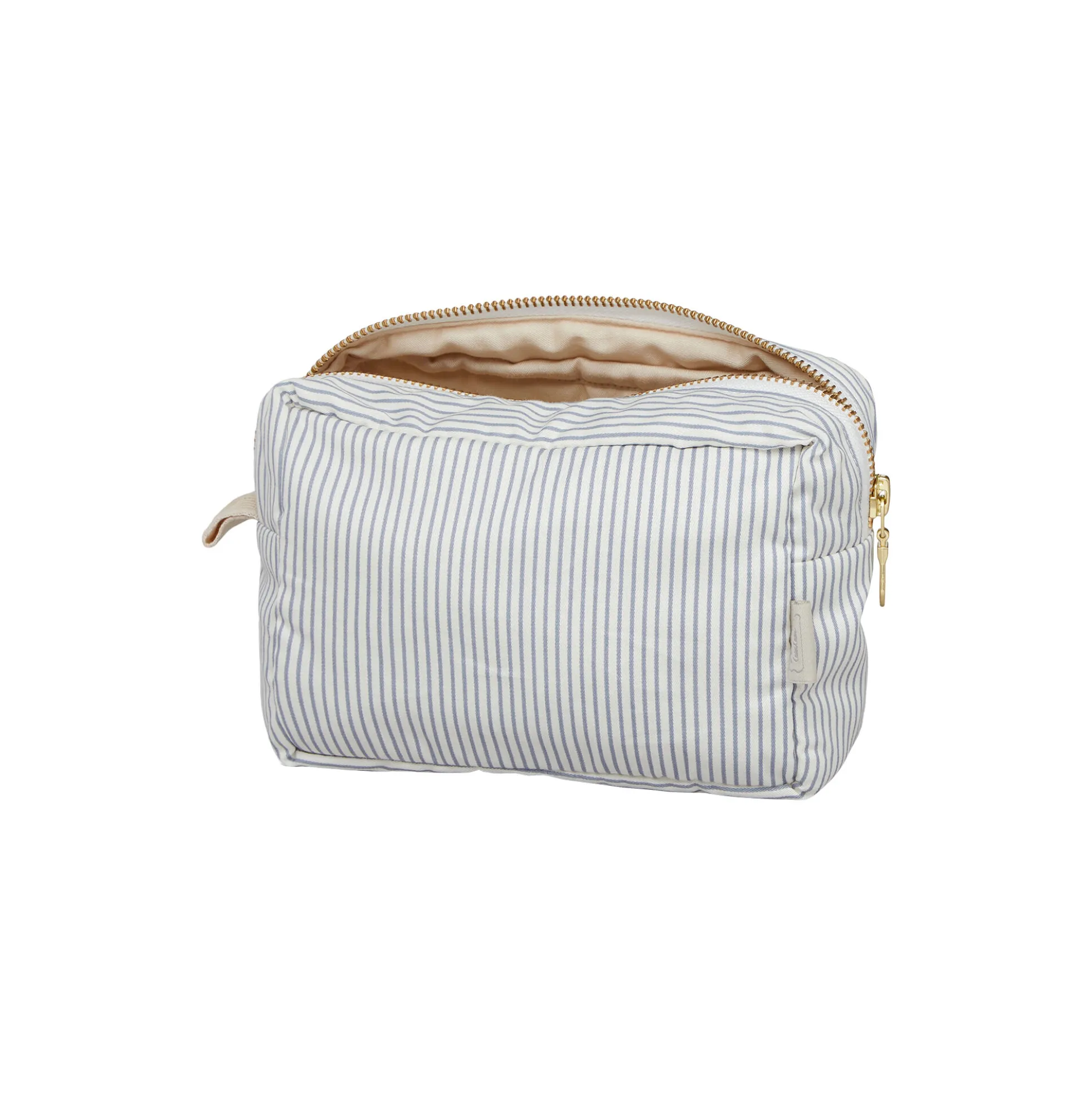 Makeup pung, classic stripes blue/praline