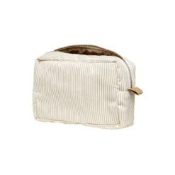 Makeup pung, classic stripes camel