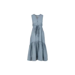 Maxi dress with bows, ash blue