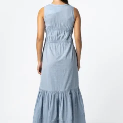 Maxi dress with bows, ash blue
