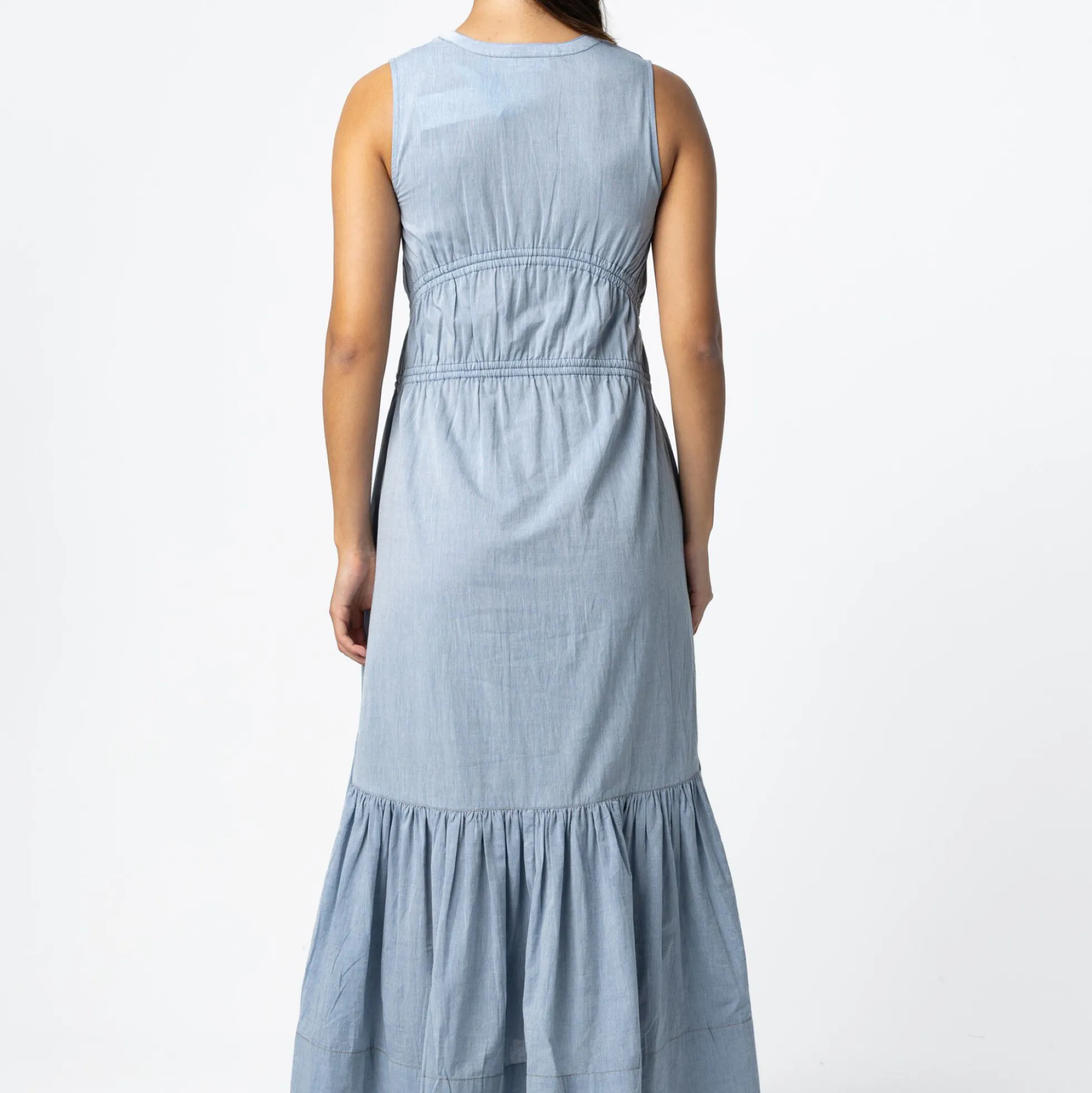 Maxi dress with bows, ash blue