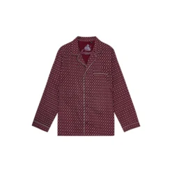 Megeve Pyjamas, bordeaux off white print/grey piping