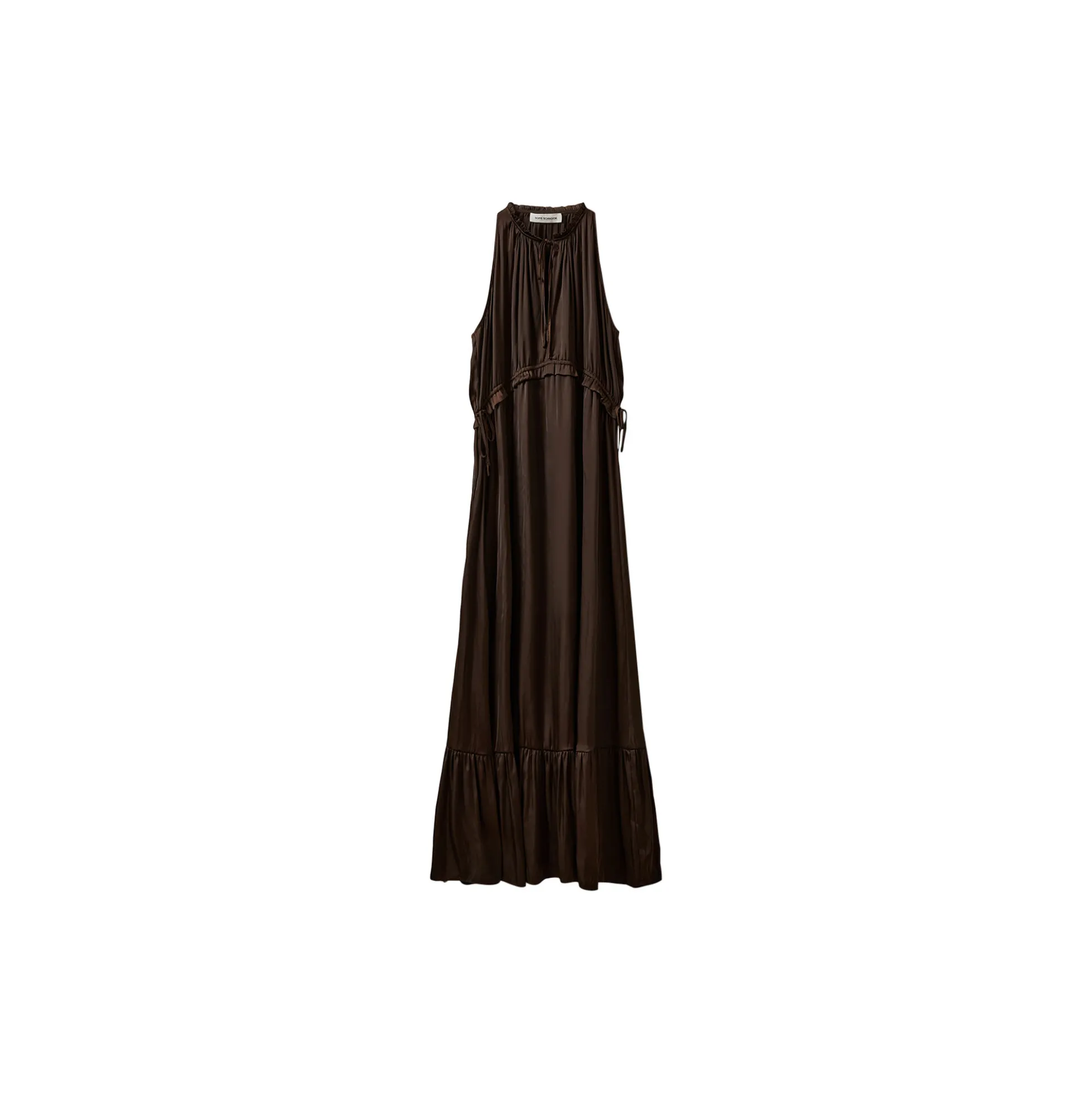 MELSW HALTER NECK MAXI DRESS, intense brown