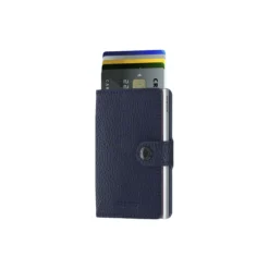 Miniwallet, vegetable tanned navy/silver