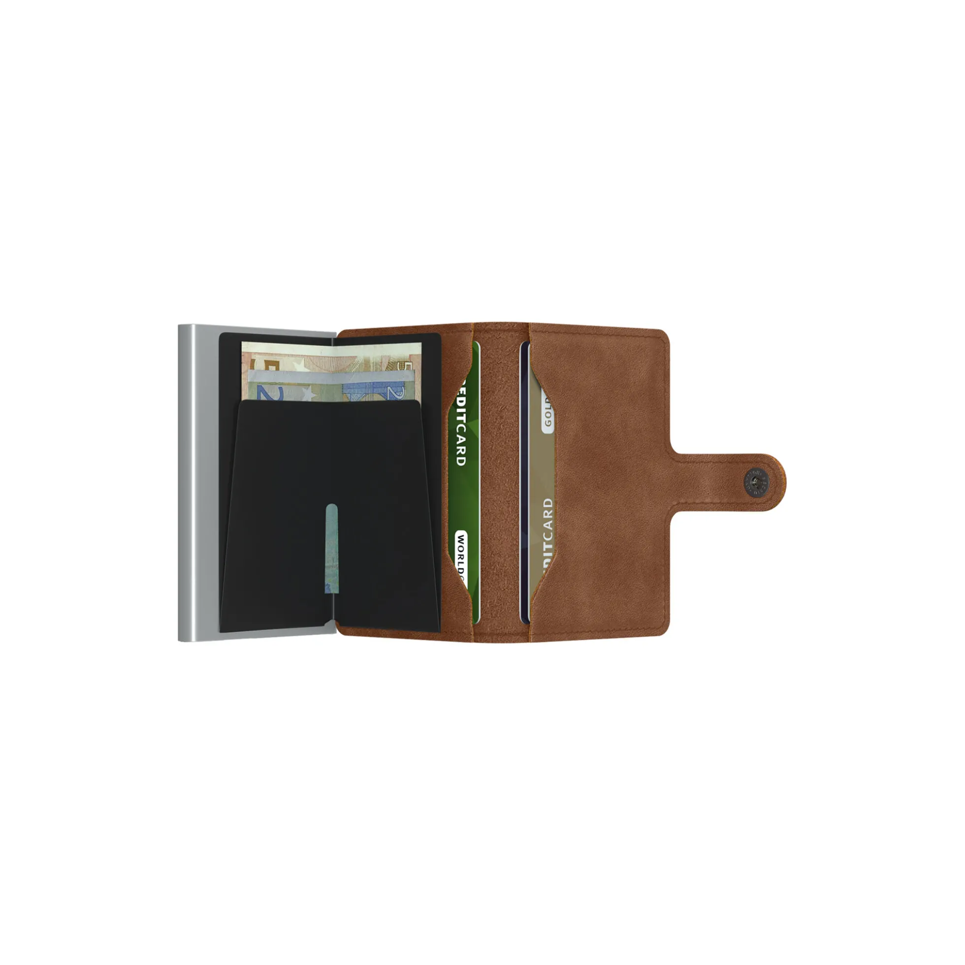 Miniwallet, vintage cognac/silver