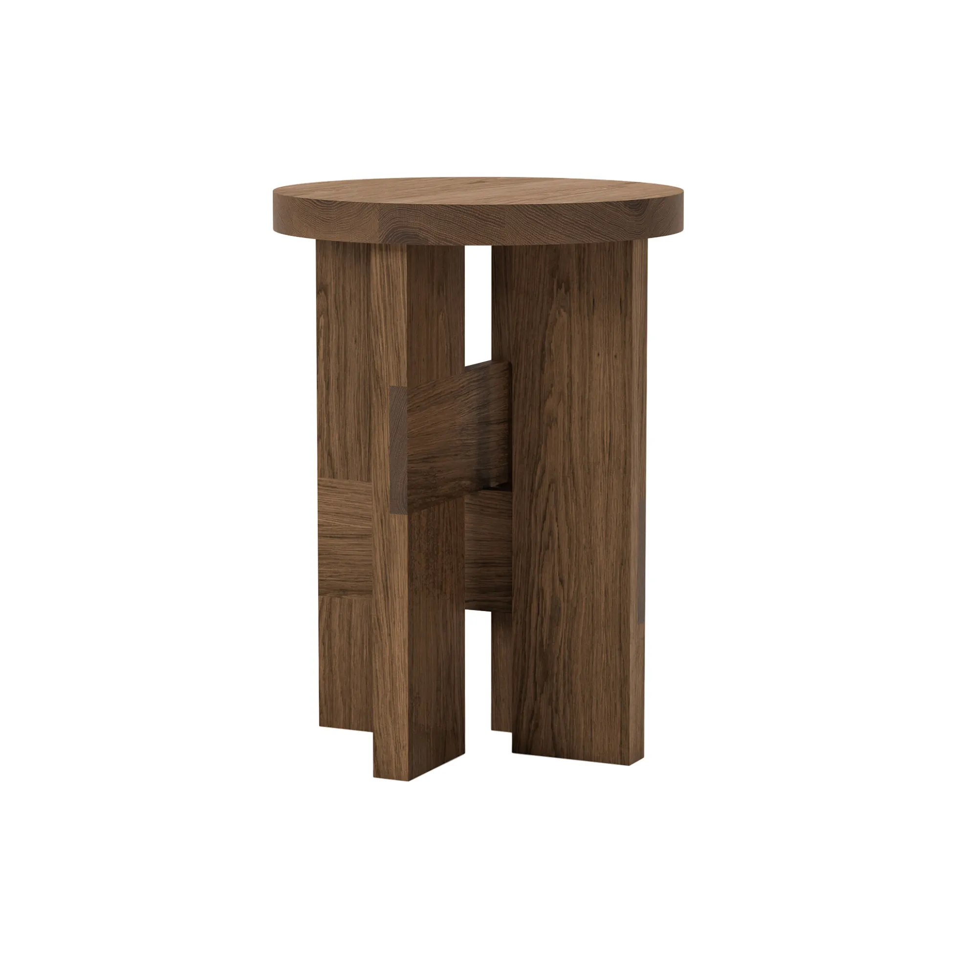 Mio Stool and Side Table, stained oak