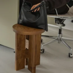 Mio Stool and Side Table, stained oak