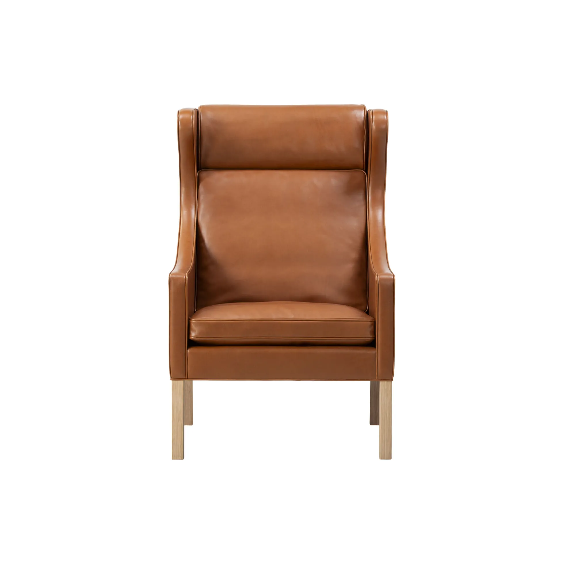 Mogensen 2204+2202 Øreklapstolen & Ottoman, russet brown/lysolieret eg