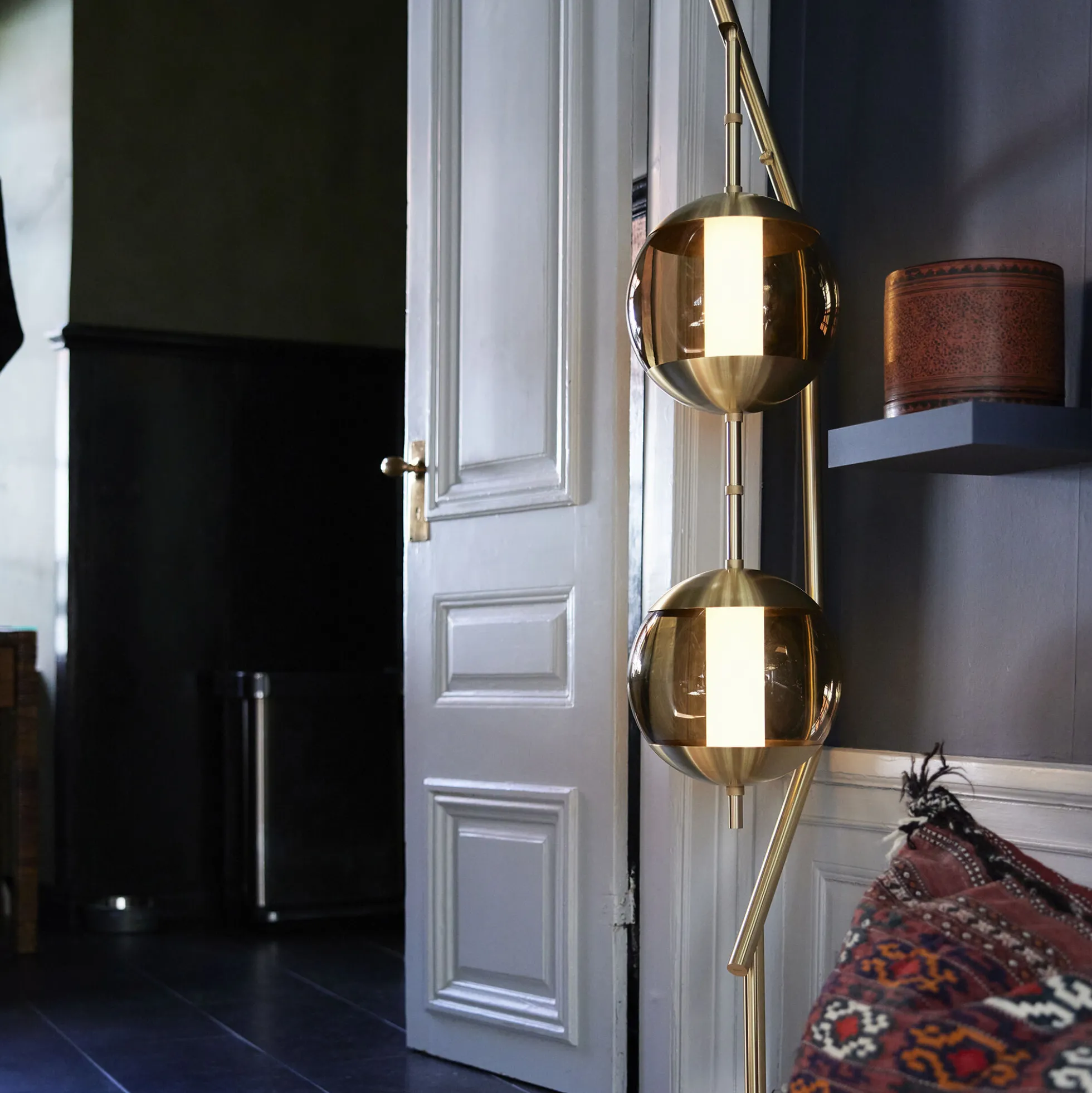 Monroe Floor Lamp, brass/brown