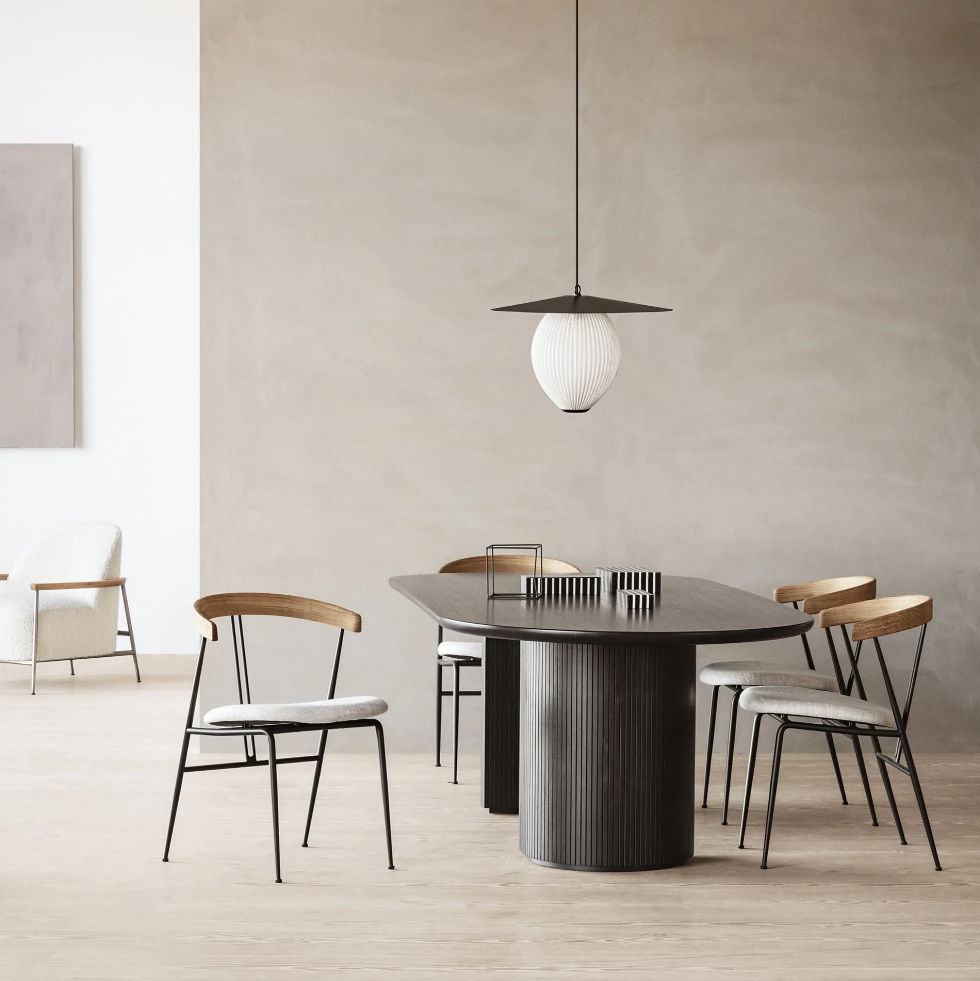 Moon Elliptical Dining Table, brown/black stained oak