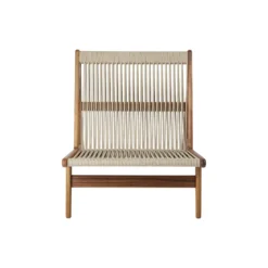 MR01 Outdoor Initial Lounge Chair, oiled iroko/sunfire melange beige/sand