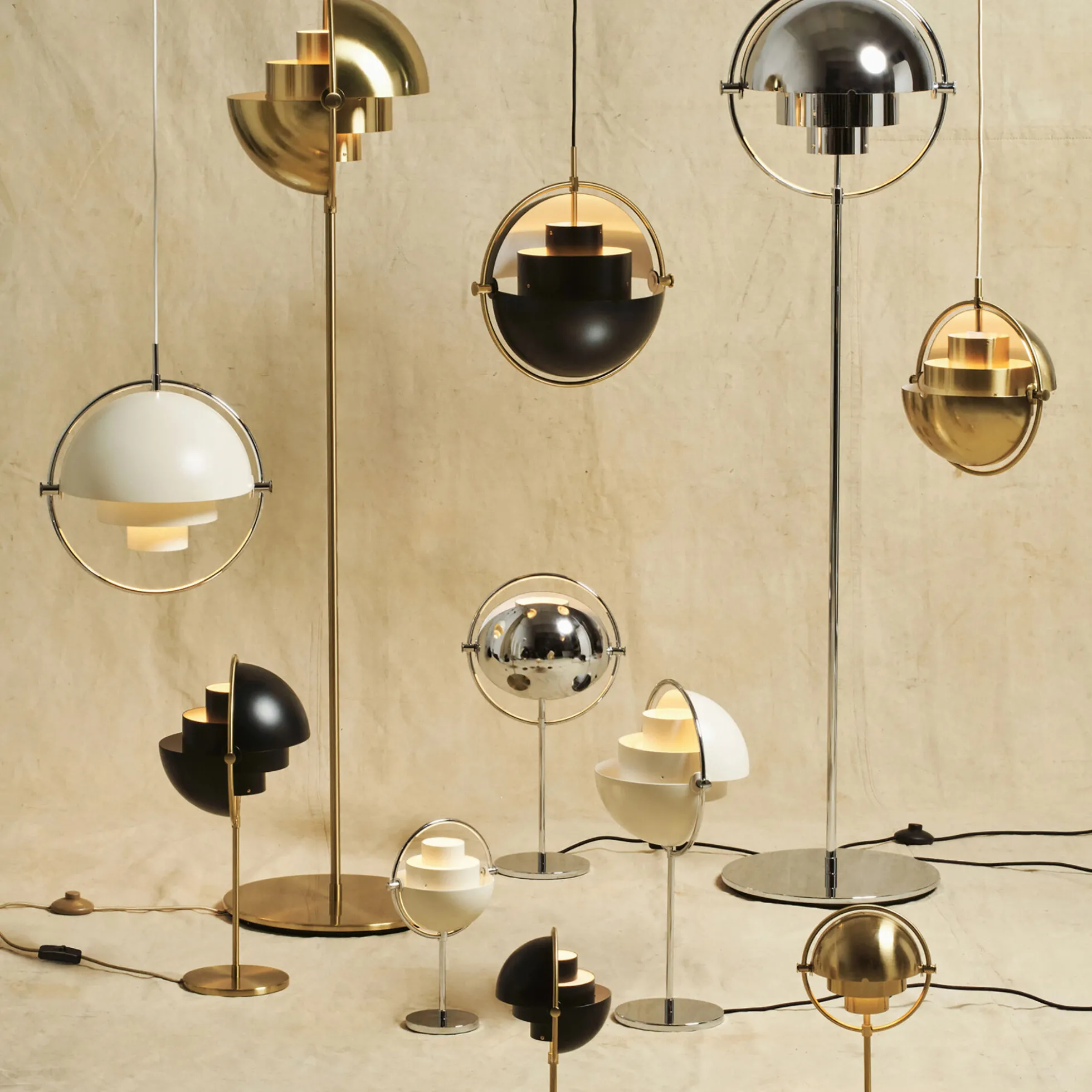Multi-Lite Floor Lamp, brass