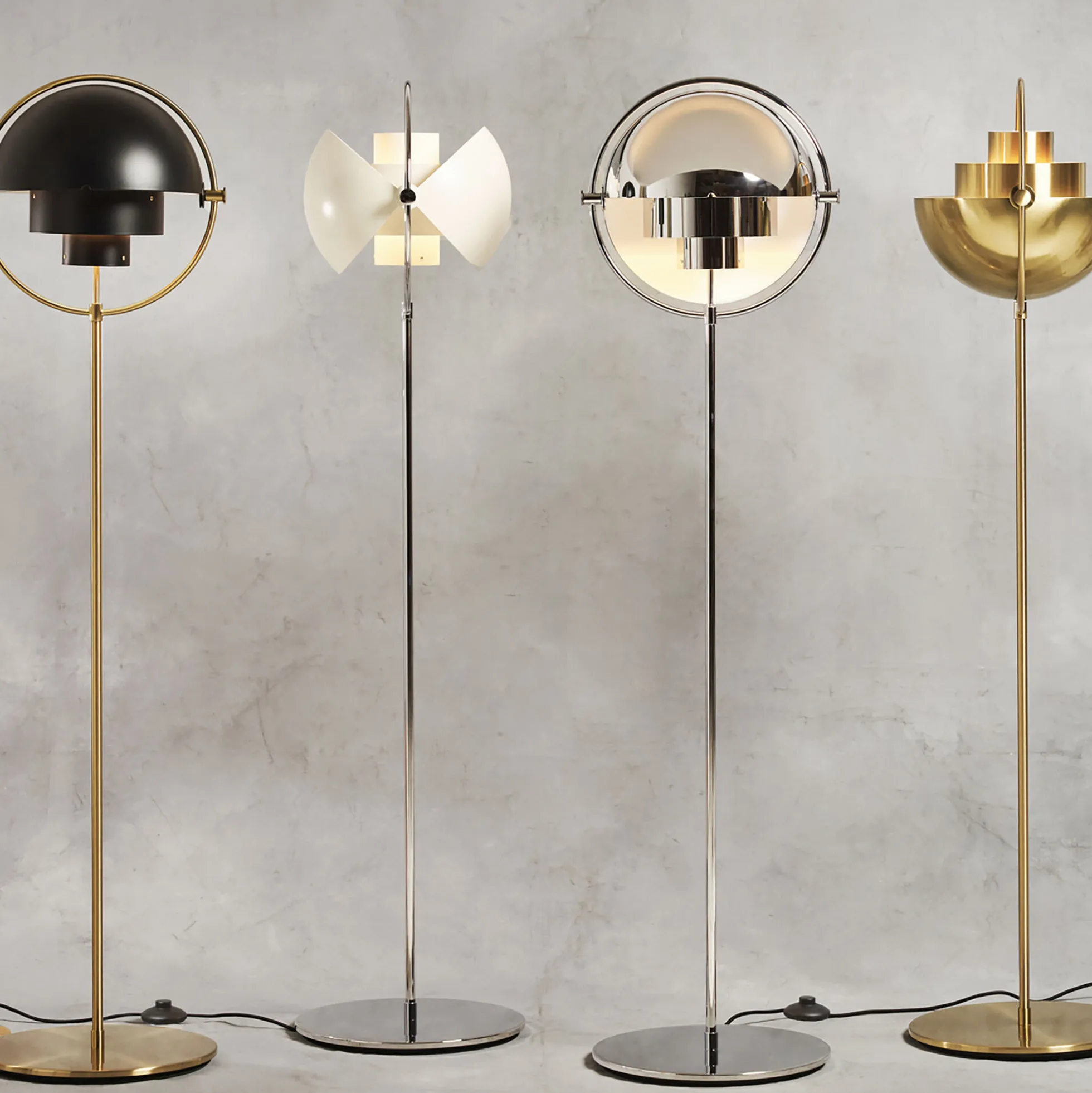 Multi-Lite Floor Lamp, white semi matt/chrome