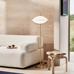 MUSLING™ gulvlampe, opal/brass