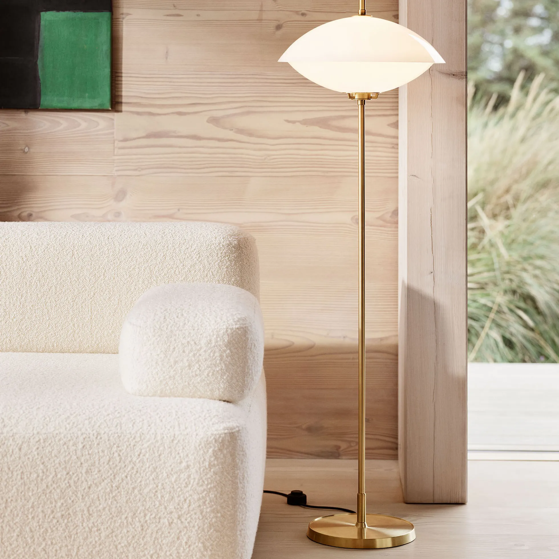 MUSLING™ gulvlampe, opal/brass