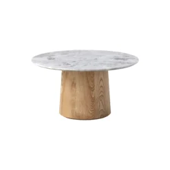 Niveau sofabord Ø 61 cm, Tundra Grey/oiled ash