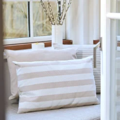 Outdoor Fine Stripe pude, beige