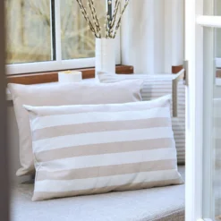 Outdoor Stripe pude, beige