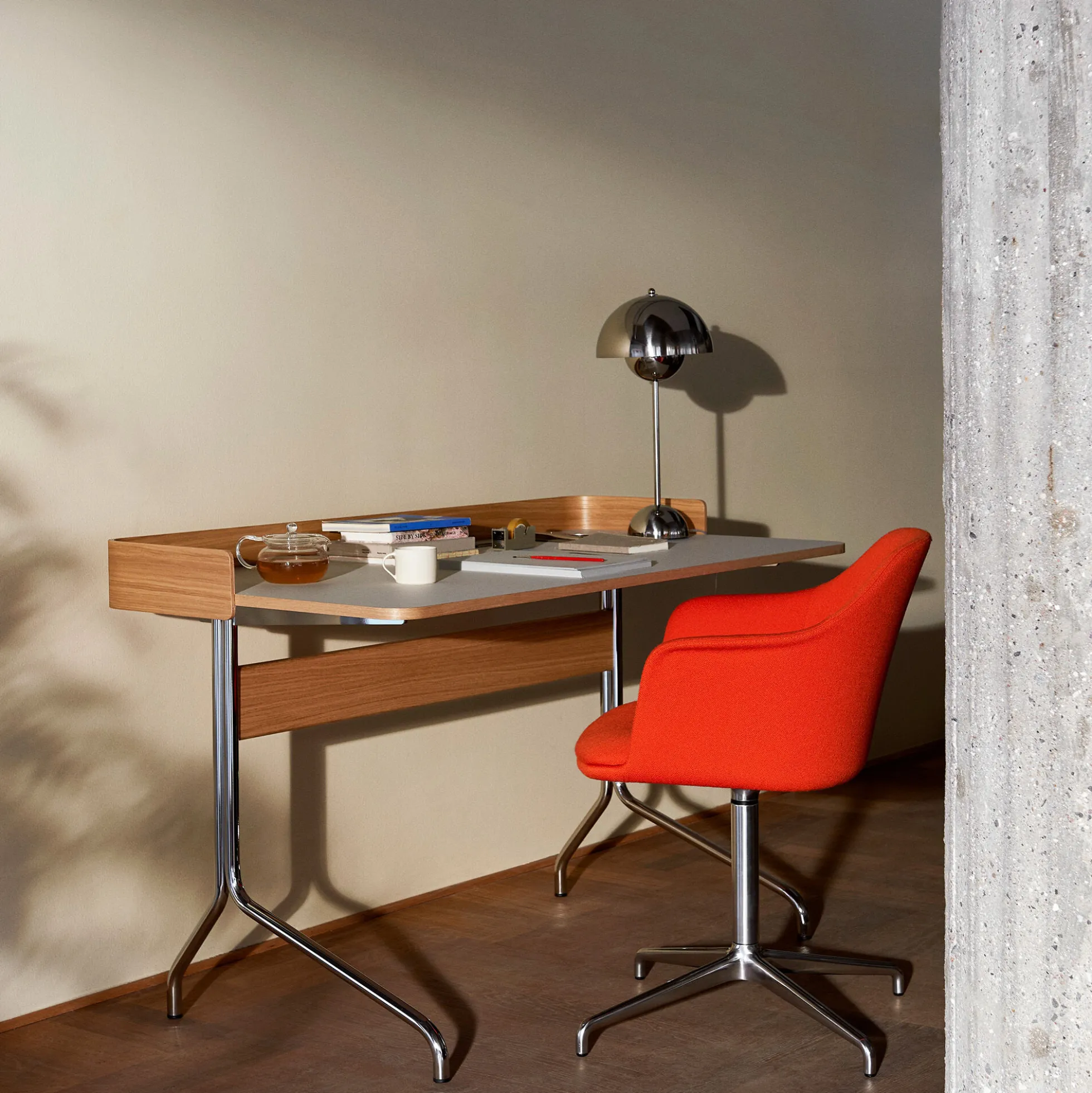 Pavilion Desk AV17, charcoal/walnut/chrome
