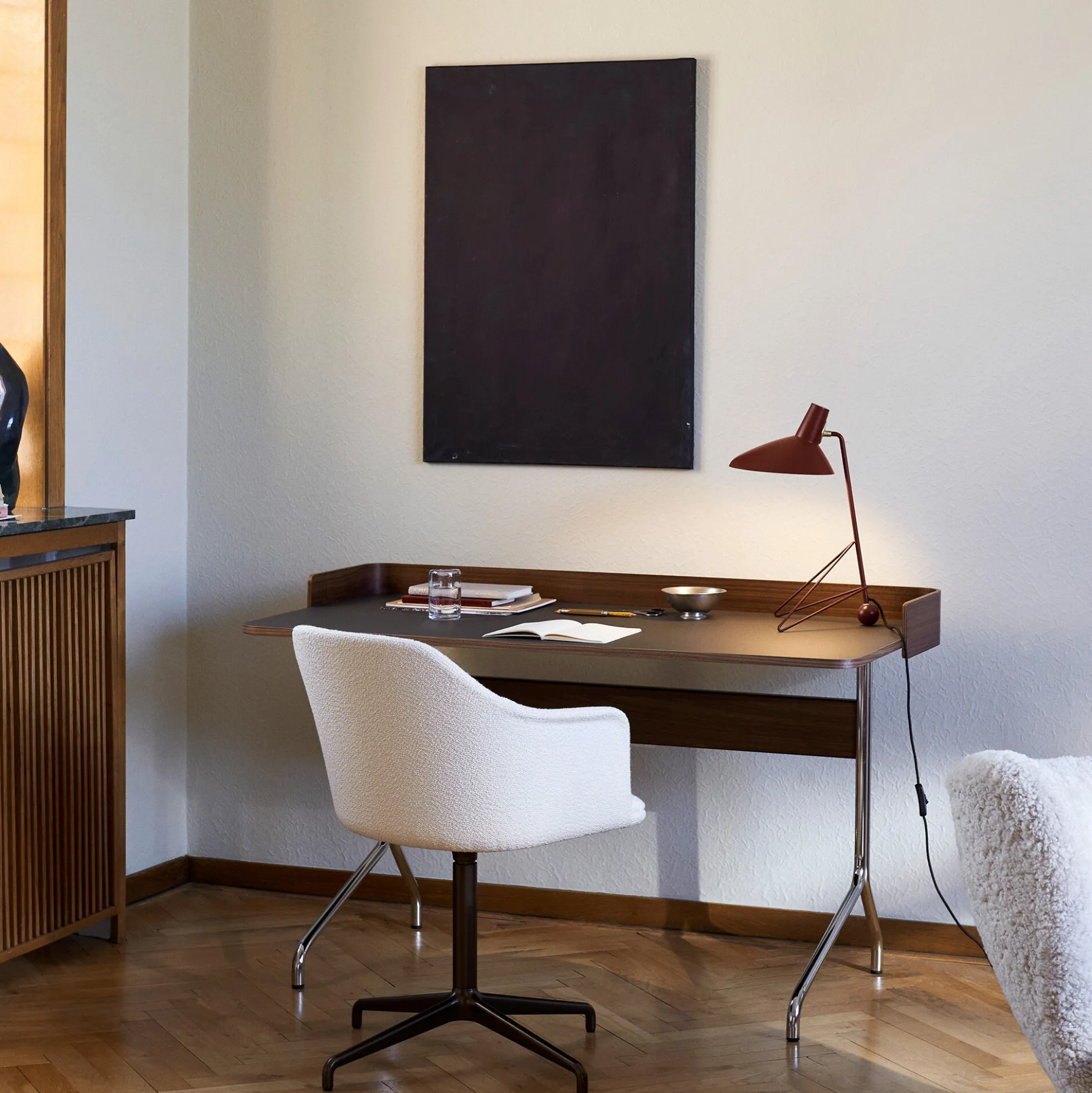 Pavilion Desk AV17, charcoal/walnut/chrome