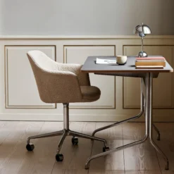 Pavilion Desk AV16, charcoal/walnut/chrome