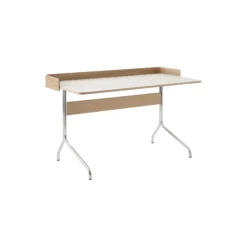 Pavilion Desk AV17, mushroom/oak/chrome