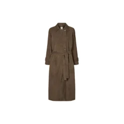 2847PBOElva suede long trench coat, smoke
