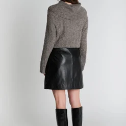1034PBOKomi leather skirt, black