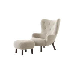 Petra VB3 Lounge Chair and ATD1 Pouf, Karakorum 003/oiled walnut