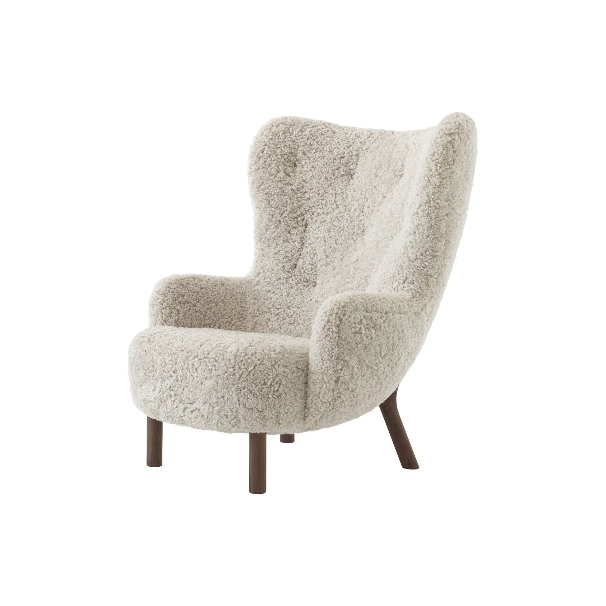 Petra VB3 Lounge Chair, Sheepskin Moonlight/oiled walnut