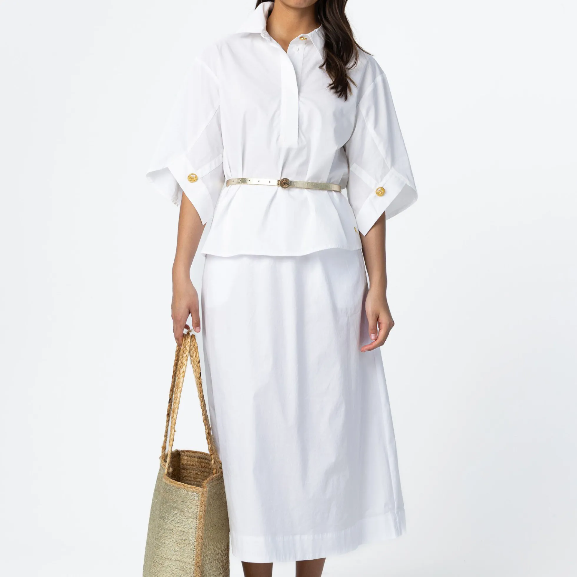 PHOEBE long skirt, white