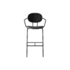 PIET HEIN Bar Chair with Arms, black lacquered oak/Solid Black 509