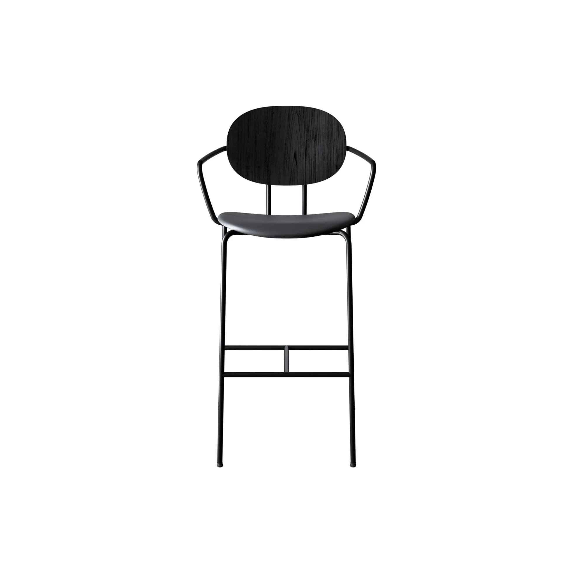 PIET HEIN Bar Chair with Arms, black lacquered oak/Solid Black 509