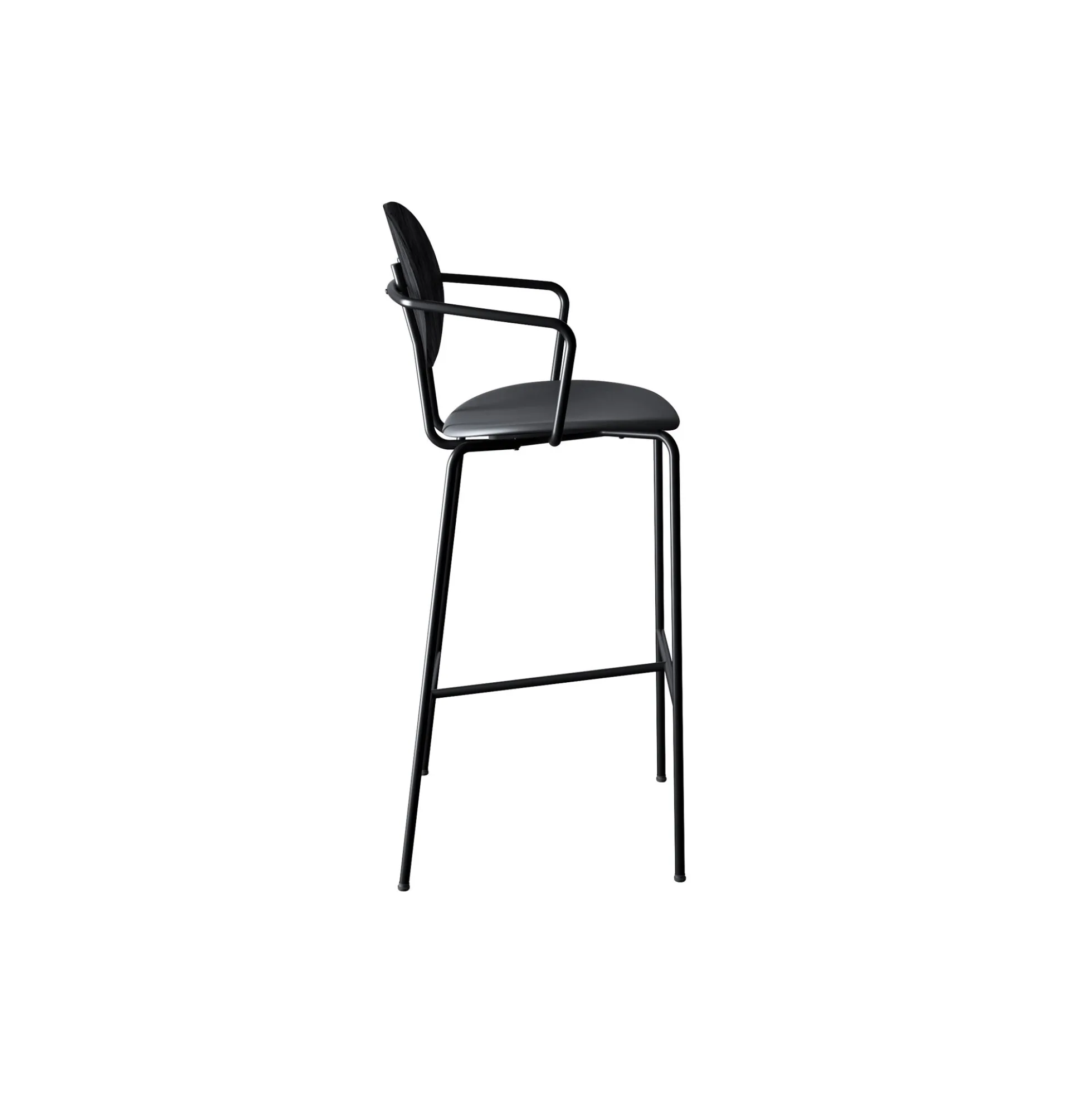 PIET HEIN Bar Chair with Arms, black lacquered oak/Solid Black 509