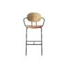 PIET HEIN Bar Chair with Arms, hvidpigmenteret eg/Silk Cognac