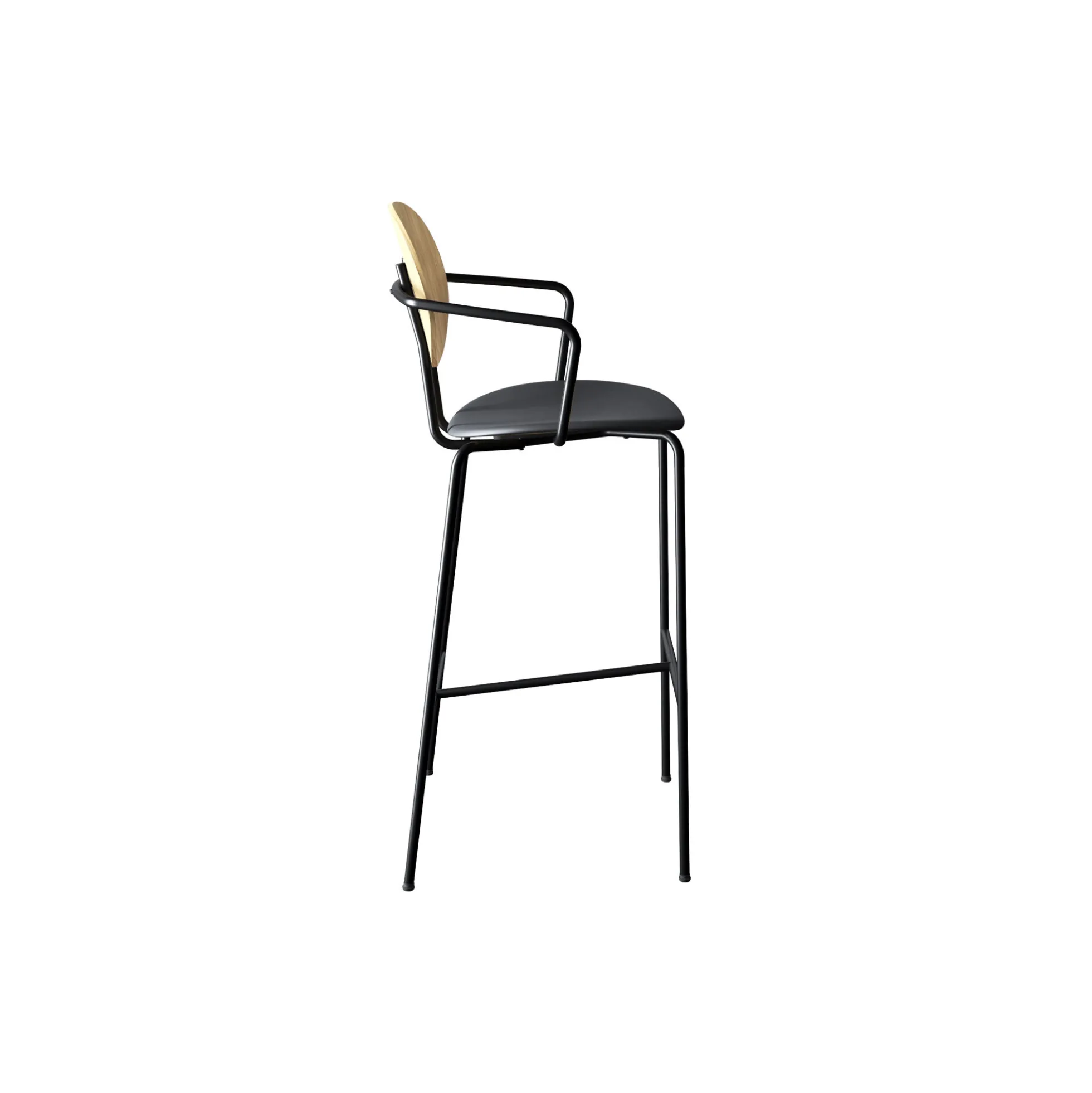 PIET HEIN Bar Chair with Arms, hvidpigmenteret eg//Solid Black 509