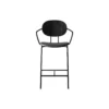 PIET HEIN Counter Chair with Arms, black lacquered oak/Solid Black 509