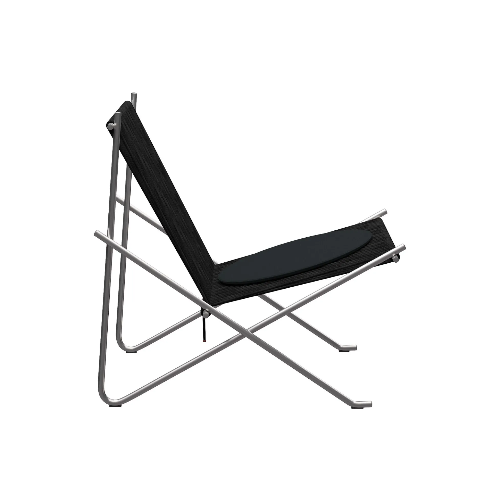 PK4™ stol med hynde, matpoleret rustfrit stål/sort/sort kanvas