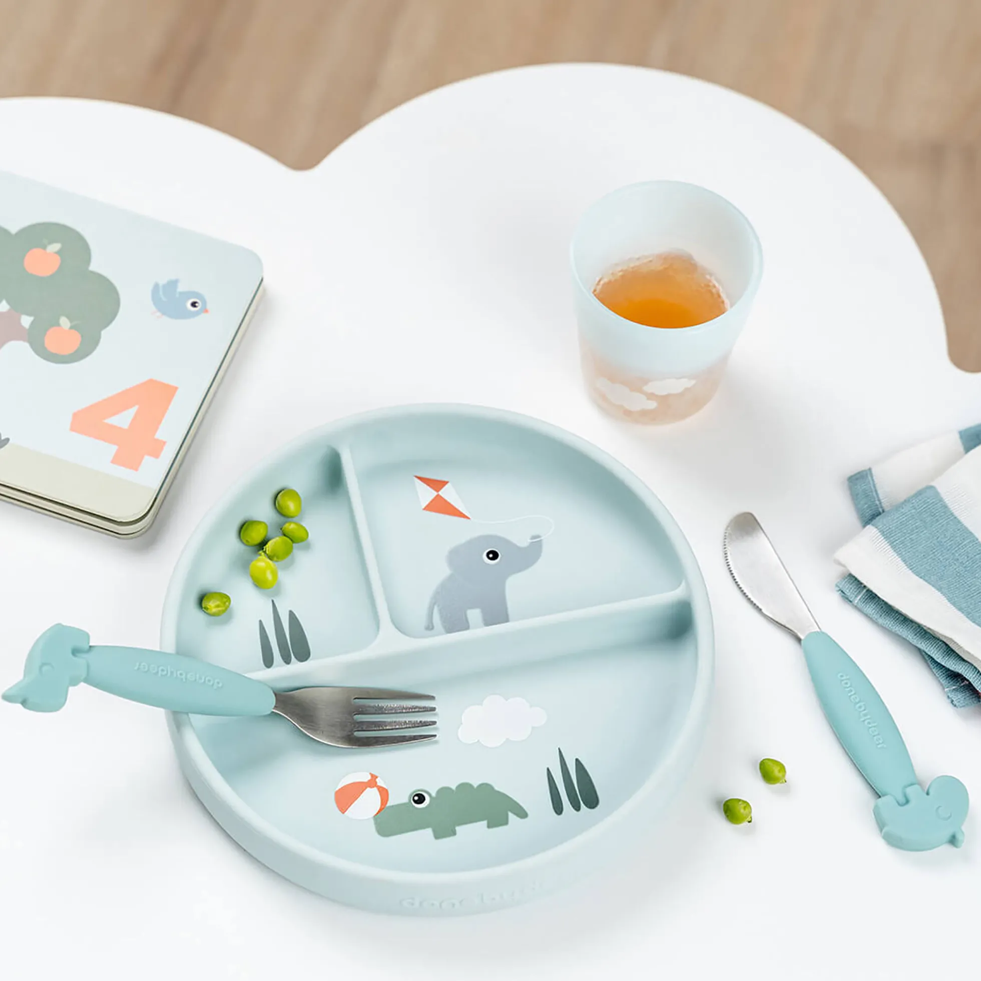 Playground stick&stay inddelt tallerken, blue