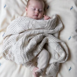 Pointelle baby striktæppe, off-white