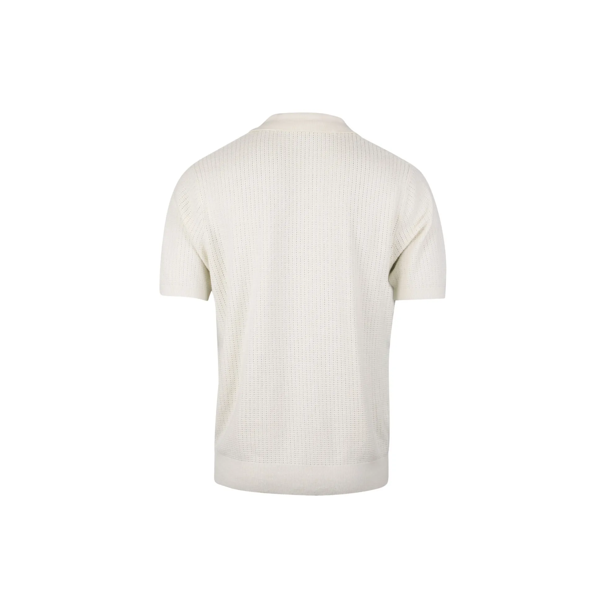 Polo Shirt Knitted Crochet Hemp / Supima Cotton, offwhite