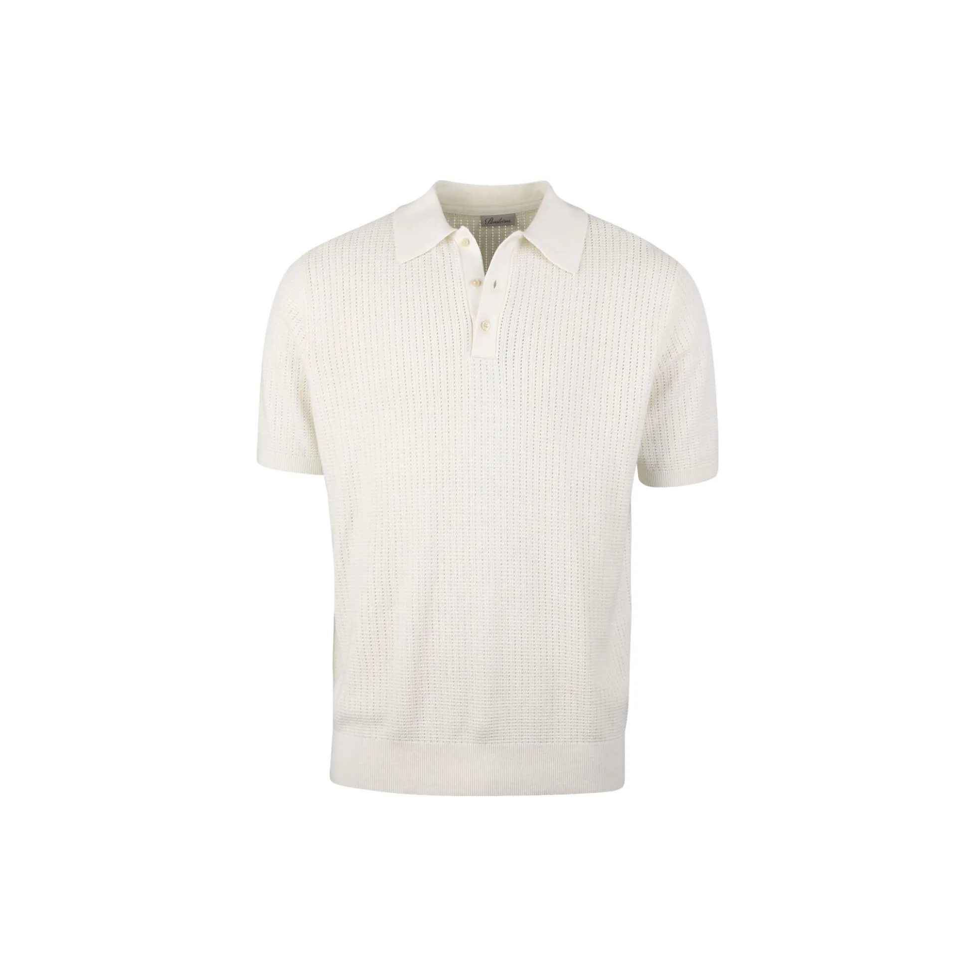 Polo Shirt Knitted Crochet Hemp / Supima Cotton, offwhite