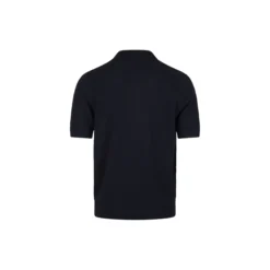 Polo Shirt Knitted Crochet Hemp / Supima Cotton, navy