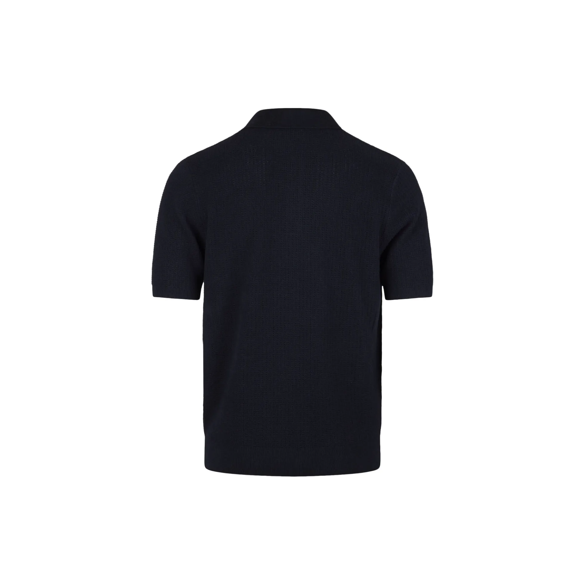 Polo Shirt Knitted Crochet Hemp / Supima Cotton, navy