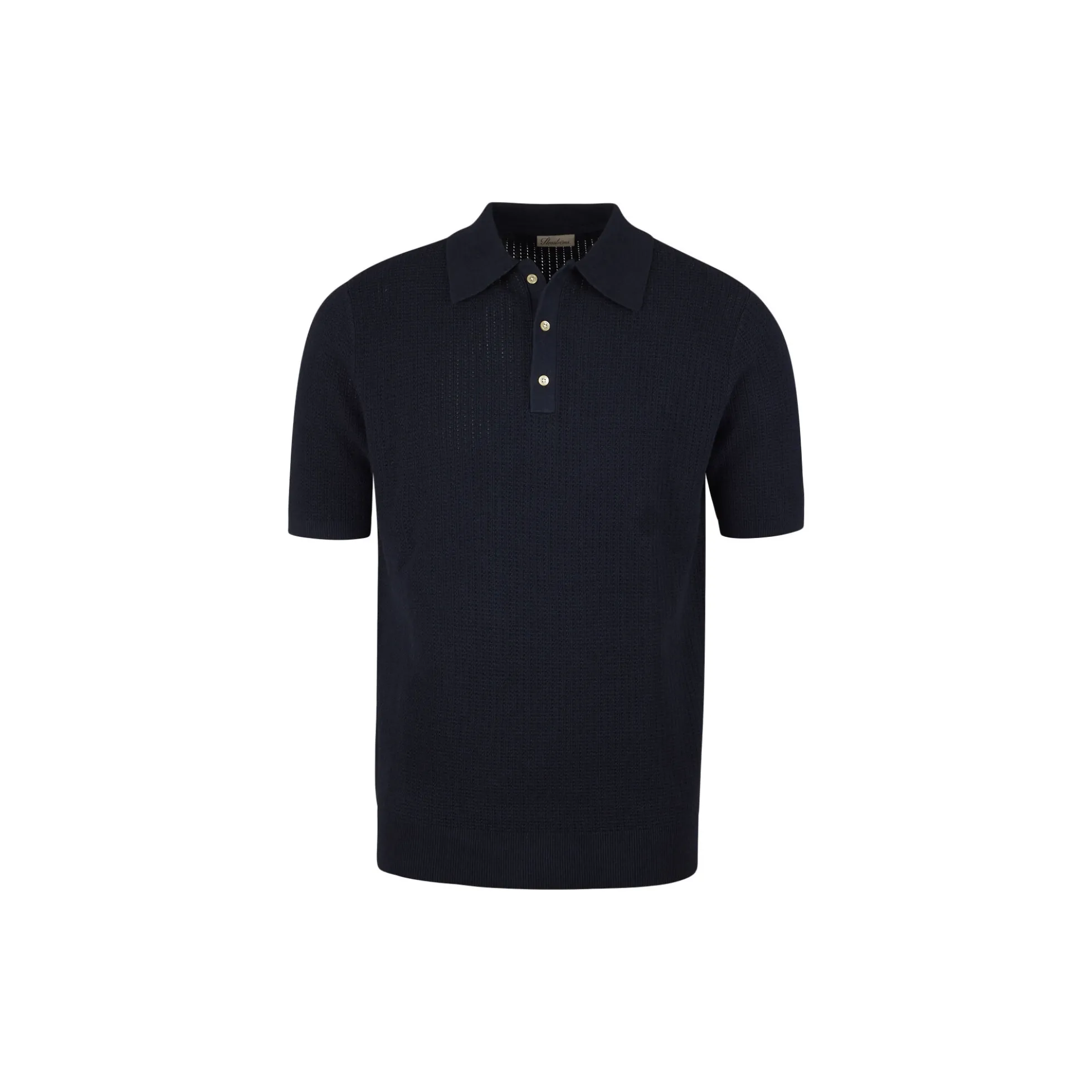 Polo Shirt Knitted Crochet Hemp / Supima Cotton, navy