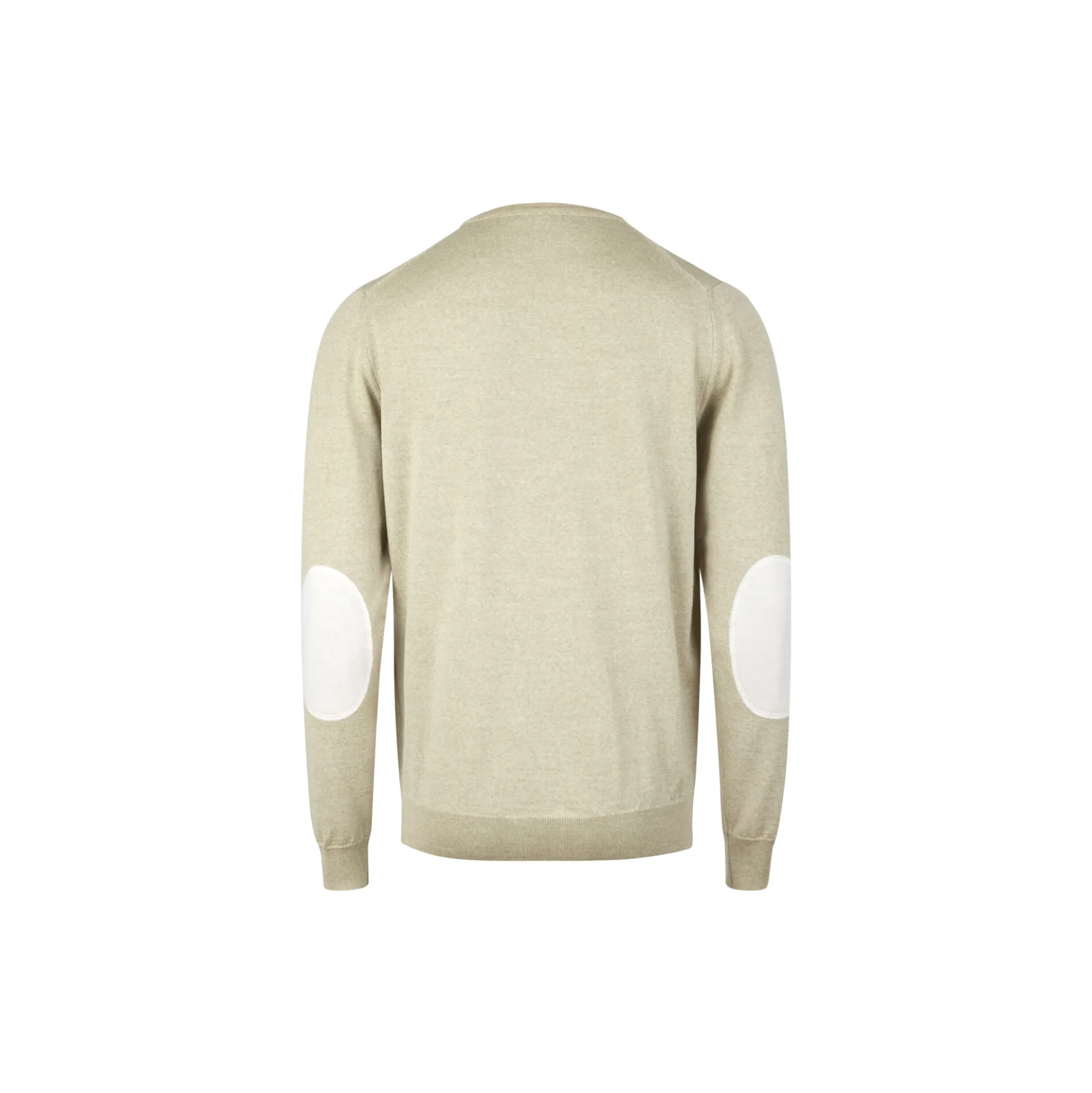 Pullover Knitted Crew Neck With Patch Merino Wool, light beige pattern