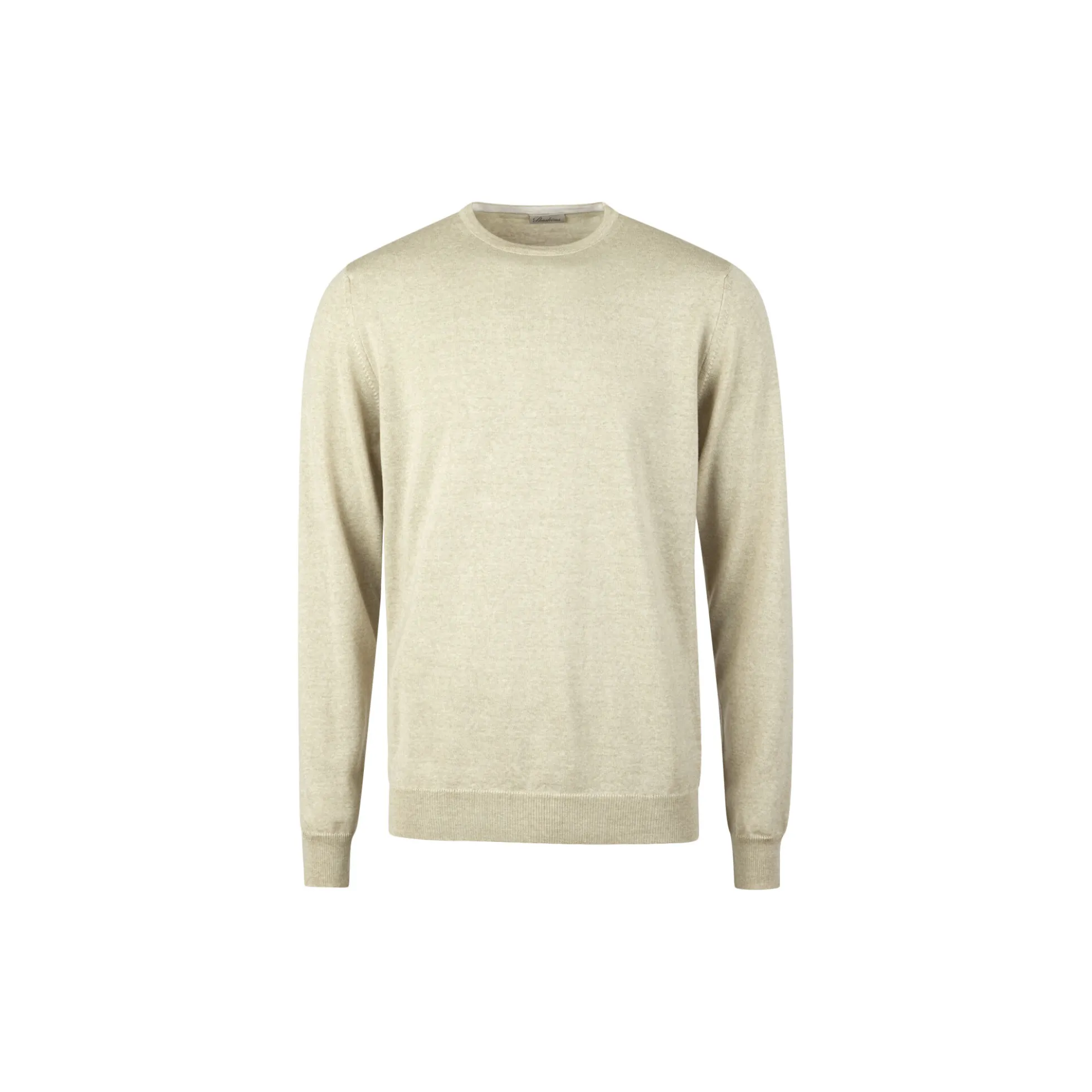 Pullover Knitted Crew Neck With Patch Merino Wool, light beige pattern