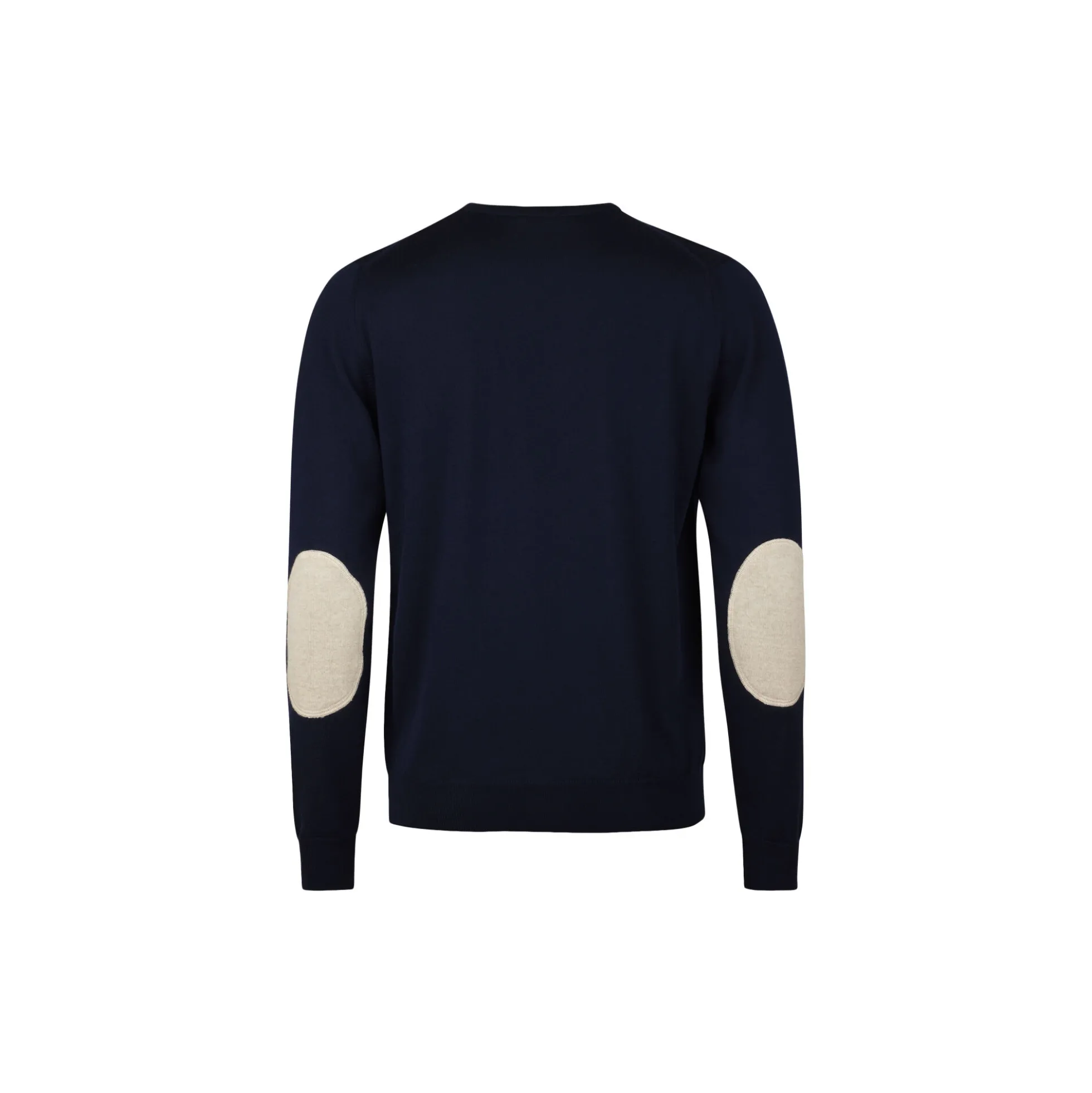 Pullover Knitted Crew Neck With Patch Merino Wool, navy